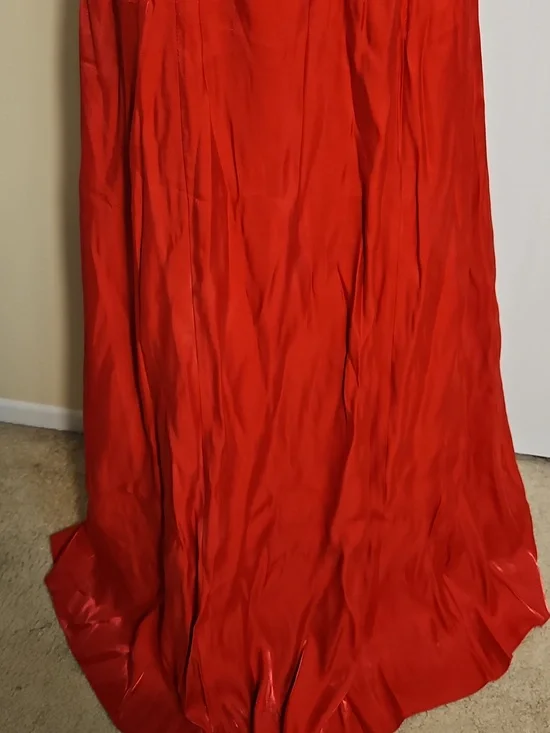Red Beaded Spaghetti-Strap Evening Gown Size 11 (Juniors) - Picture 3 of 6